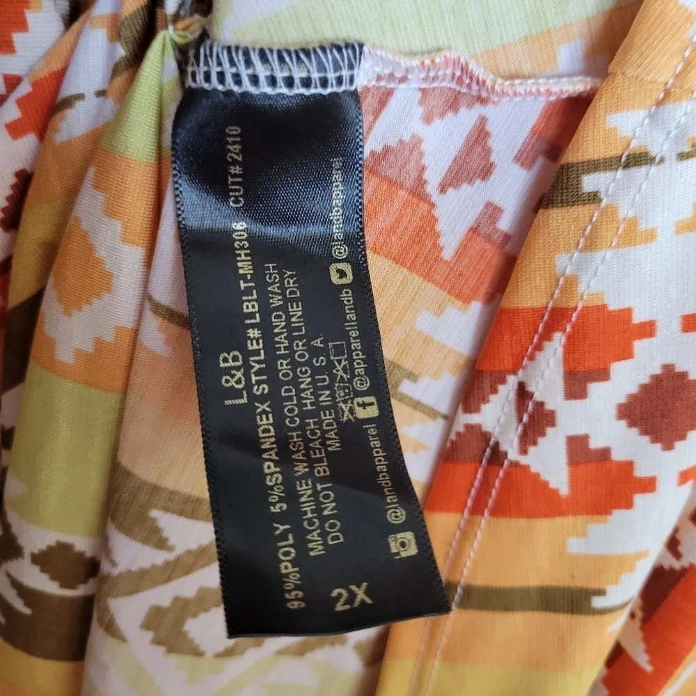 L&B Women's Southwestern Bell Sleeve Front Knot Flowy Blouse - Picture 7 of 7